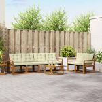 Set de canapele de exterior cu pernă 7 pcs Natural și Crem GartenMobel Dekor