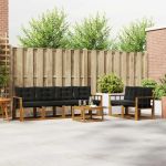 Set de canapele de exterior cu pernă 7 pcs Natural și Negru GartenMobel Dekor