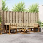 Set de canapele de exterior cu pernă 8 pcs Natural și Bej GartenMobel Dekor