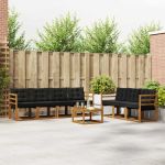 Set de canapele de exterior cu pernă 8 pcs Natural și Negru GartenMobel Dekor
