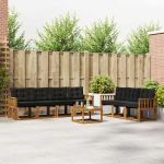 Set de canapele de exterior cu pernă 8 pcs Natural și Negru GartenMobel Dekor