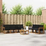 Set de canapele de exterior cu pernă 8 pcs Natural și Negru GartenMobel Dekor