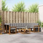 Set de canapele de exterior 8 pcs Gri natural și deschis GartenMobel Dekor