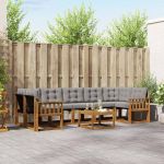 Set de canapele de exterior 8 pcs Gri natural și deschis GartenMobel Dekor