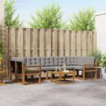Set de canapele de exterior 8 pcs Gri natural și deschis GartenMobel Dekor
