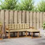 Set de canapele de exterior cu pernă 4 pcs Natural și Bej GartenMobel Dekor