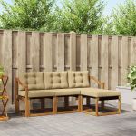 Set de canapele de exterior cu pernă 4 pcs Natural și Bej GartenMobel Dekor