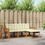 Set de canapele de exterior cu pernă 4 pcs Natural și Crem GartenMobel Dekor