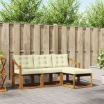 Set de canapele de exterior cu pernă 4 pcs Natural și Crem GartenMobel Dekor