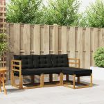 Set de canapele de exterior cu pernă 4 pcs Natural și Negru GartenMobel Dekor