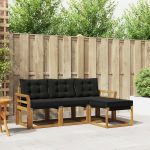 Set de canapele de exterior cu pernă 4 pcs Natural și Negru GartenMobel Dekor