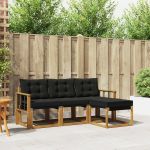 Set de canapele de exterior cu pernă 4 pcs Natural și Negru GartenMobel Dekor