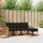 Set de canapele de exterior cu pernă 4 pcs Natural și Negru GartenMobel Dekor