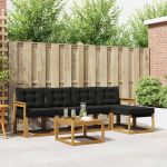 Set de canapele de exterior cu pernă 6 pcs Natural și Negru GartenMobel Dekor