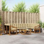 Set de canapele de exterior cu pernă 8 pcs Natural și Bej GartenMobel Dekor