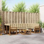 Set de canapele de exterior cu pernă 8 pcs Natural și Bej GartenMobel Dekor