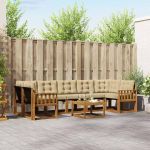 Set de canapele de exterior cu pernă 8 pcs Natural și Bej GartenMobel Dekor