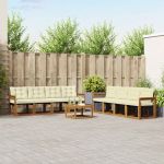 Set de canapele de exterior cu pernă 9 pcs Natural și Crem GartenMobel Dekor