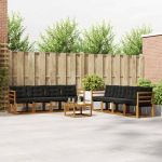 Set de canapele de exterior cu pernă 9 pcs Natural și Negru GartenMobel Dekor