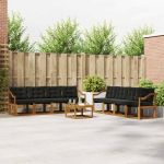 Set de canapele de exterior cu pernă 9 pcs Natural și Negru GartenMobel Dekor