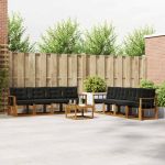 Set de canapele de exterior cu pernă 9 pcs Natural și Negru GartenMobel Dekor