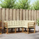 Set de canapele de exterior cu pernă 4 pcs Natural și Crem GartenMobel Dekor