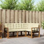 Set de canapele de exterior cu pernă 4 pcs Natural și Crem GartenMobel Dekor