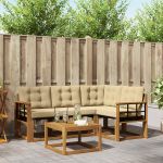 Set de canapele de exterior cu pernă 5 pcs Natural și Bej GartenMobel Dekor
