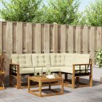 Set de canapele de exterior cu pernă 5 pcs Natural și Crem GartenMobel Dekor