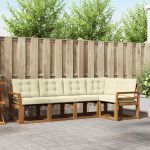 Set de canapele de exterior cu pernă 5 pcs Natural și Crem GartenMobel Dekor