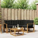 Set de canapele de exterior cu pernă 5 pcs Natural și Negru GartenMobel Dekor