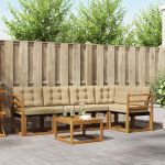 Set de canapele de exterior cu pernă 6 pcs Natural și Bej GartenMobel Dekor