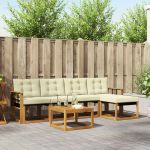 Set de canapele de exterior cu pernă 6 pcs Natural și Crem GartenMobel Dekor