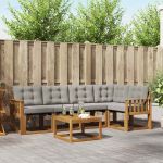 Set de canapele de exterior 6 pcs Gri natural și deschis GartenMobel Dekor