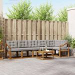 Set de canapele de exterior 7 pcs Gri natural și deschis GartenMobel Dekor