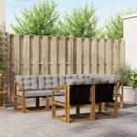 Set de canapele de exterior 7 pcs Gri natural și deschis GartenMobel Dekor