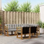 Set de canapele de exterior 7 pcs Gri natural și deschis GartenMobel Dekor