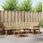 Set de canapele de exterior cu pernă 6 pcs Natural și Bej GartenMobel Dekor