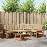 Set de canapele de exterior cu pernă 6 pcs Natural și Bej GartenMobel Dekor