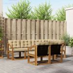 Set de canapele de exterior cu pernă 7 pcs Natural și Bej GartenMobel Dekor