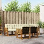 Set de canapele de exterior cu pernă 7 pcs Natural și Crem GartenMobel Dekor