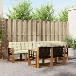 Set de canapele de exterior cu pernă 7 pcs Natural și Crem GartenMobel Dekor