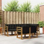 Set de canapele de exterior cu pernă 7 pcs Natural și Negru GartenMobel Dekor