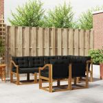 Set de canapele de exterior cu pernă 7 pcs Natural și Negru GartenMobel Dekor