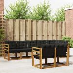 Set de canapele de exterior cu pernă 8 pcs Natural și Negru GartenMobel Dekor
