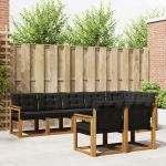 Set de canapele de exterior cu pernă 8 pcs Natural și Negru GartenMobel Dekor