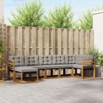 Set de canapele de exterior 7 pcs Gri natural și deschis GartenMobel Dekor