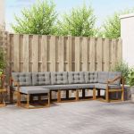 Set de canapele de exterior 7 pcs Gri natural și deschis GartenMobel Dekor