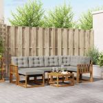 Set de canapele de exterior 7 pcs Gri natural și deschis GartenMobel Dekor
