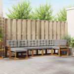 Set de canapele de exterior 7 pcs Gri natural și deschis GartenMobel Dekor